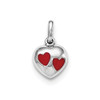 .925 Sterling Silver Rhodiumed Red Enameled Mini Dangle Heart Children's Pendant