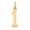 14K Yellow Gold Polished Enlongated Number # 1 Small Charm Pendant For Necklace