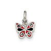 .925 Sterling Silver Rhodium Polished Enameled Children's Butterfly Pendant
