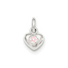 .925 Sterling Silver Pink Enamel Rose Mini 3D Heart Pendant