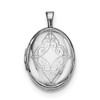 .925 Sterling Silver Polished 19mm Small Scroll Oval 2 Picture Locket
