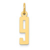 14K Yellow Gold Polished Enlongated Number # 9 Small Charm Pendant For Necklace