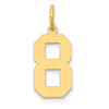14K Yellow Gold Polished Laser Cut Medium Number # 8 Charm Pendant For Necklace