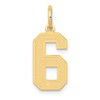 14K Yellow Gold Laser Cut  Medium Number # 6 Fancy Charm Pendant For Necklace