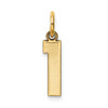 14K Yellow Gold Laser Cut Small Satin Number 1 Fancy Charm Pendant For Necklace