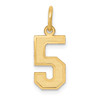 14K Yellow Gold Laser Cut Small Satin Number 5 Fancy Charm Pendant For Necklace