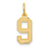 14K Yellow Gold Laser Cut Small Satin Number 9 Fancy Charm Pendant For Necklace
