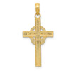 14K Yellow Gold Polished Diamond Cut Flat Claddagh Cross Religious Pendant