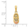 14K Yellow & Rose Gold Two Tone Polished and Solid 3Dimensional Baby Shoe Charm