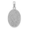 14K White Gold Satin & Polished Blessed Mary Miraculous Medal Oval Pendant