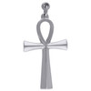 Stainless Steel Beveled Edge Ankh Cross Pendant Polished Small Charm 1.05"