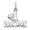14K White Gold Block Letter Style #1 Mom Polished Charm