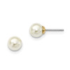 Simulated Pearl Post Earrings Gold Tone 8mm Push Back 1928 Boutique
