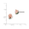 Pink Porcelain Rose Stud Post Earrings Gold Tone Push Back 1928 Boutique