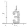 14k White Gold Laser Cut Medium Satin Number 3 Fancy Charm Pendant For Necklace