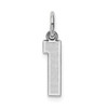 14k White Gold Laser Cut Small Satin Number # 1 Fancy Charm Pendant For Necklace