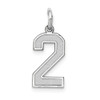 14k White Gold Laser Cut Small Satin Number # 2 Fancy Charm Pendant For Necklace