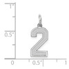 14k White Gold Laser Cut Small Satin Number # 2 Fancy Charm Pendant For Necklace