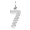 14k White Gold Laser Cut Small Satin Number # 7 Fancy Charm Pendant For Necklace