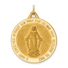 14K Yellow Gold Satin & Polished Blessed Virgin Mary Miraculous Medal Pendant