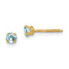 14K Yellow Gold 3mm Aquamarine Birthstone Stud Earrings Madi K Children Jewelry
