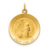 14K Yellow Gold Satin & Polished Saint Francis Pray For Us Round Medal Pendant