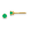 14K Yellow Gold 3mm Emerald Birthstone Stud Earrings Madi K Children's Jewelry