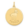 14k Yellow Gold Polish Solid Laser Etched Stamped Poodle Disc Charm
