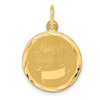 14k Yellow Gold Stamped Polish Laser Etched Flat Back Happy Anniversary Charm
