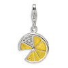 Lemon Wedge Charm 3D Enameled .925 Sterling Silver Click On Amore La Vita
