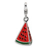 Watermelon Wedge Charm 3D Enameled .925 Sterling Silver Click On Amore La Vita