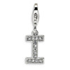 CZ Initial Letter I Charm .925 Sterling Silver Solid Clip On Amore La Vita