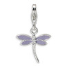 CZ Dragonfly Charm Lilac Enameled .925 Sterling Silver Click On Amore La Vita