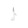 14K White Gold Polished & Stamped Musical Note Fancy Charm Pendant For Necklace