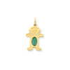 14K Yellow Gold Polished May Birthstone 6x4mm Genuine Emerald Girl Pendant