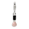 Blush Brush Charm .925 Sterling Silver Black & Pink Enamel Clip On Amore La Vita