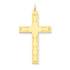 14K Yellow Gold Laser Design Engraveable Crucifix Cross Religious Charm Pendant