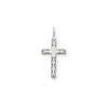 14K White Gold Polish Laser Border Design Crucifix Cross Religious Charm Pendant