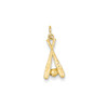 14K YELLOW GOLD DIAMOND CUT DOUBLE BASEBALL BATS & BALL SPORT CHARM PENDANT