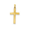 14K Yellow Gold Polish Solid Engraveable Crucifix Cross Religious Charm Pendant