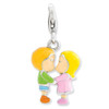 Kissing Couple Charm .925 Sterling Silver Enameled Click On Amore La Vita