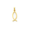 14K Yellow Gold Polished Solid Ichthus Fish Christianity Religious Pendant