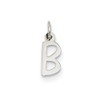 Men's Ladies 14K White Gold Slanted Block Initial "B" Charm Pendant For Necklace