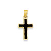 Unisex 14K Yellow Gold Flat Black Epoxy Resin Latin Crucifix Cross Charm Pendant