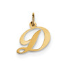 Gent's Ladies 14K Yellow Gold Small Fancy Script Initial "D" Charm For Necklace