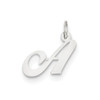 Gent's Ladies 14K White Gold Small Fancy Script Initial "A" Pendant For Necklace