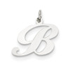 Men's Ladies 14K White Gold Medium Fancy Script Initial "B" Pendant For Necklace