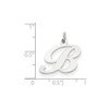 Men's Ladies 14K White Gold Medium Fancy Script Initial "B" Pendant For Necklace