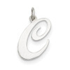 Men's Ladies 14K White Gold Large Fancy Script Initial "C" Pendant For Necklace