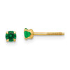 14K Yellow Gold 3mm Synthetic Emerald Stud Earrings Madi K Children's Jewelry